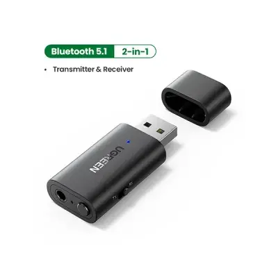 UGREEN CM523 (60300) USB 2.0 to 3.5mm Bluetooth Adapter (Transmitter/Receiver) with Audio Cable