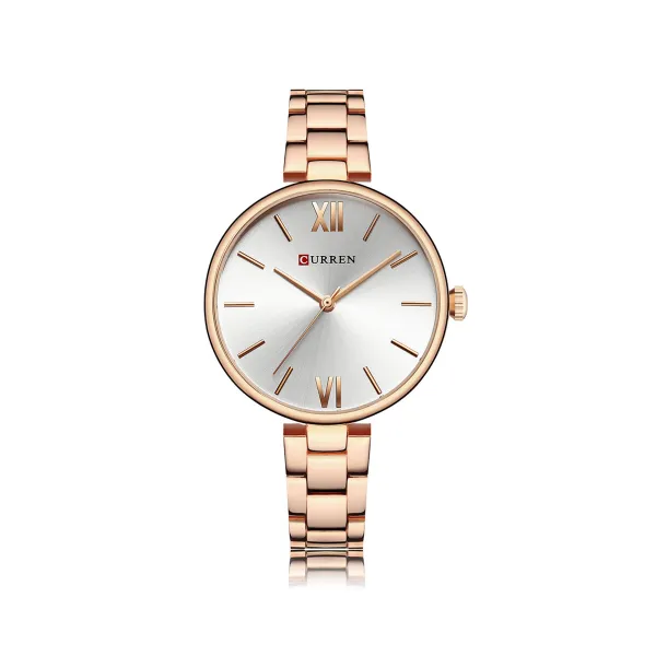 Curren 9017 Quartz Women’s Watch-Rose Gold White