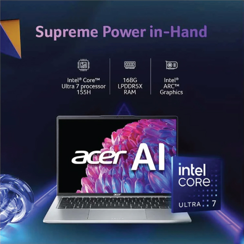 Acer Swift Go SFG14-73T Intel® Ultra 7 155H processor up to 4.8 GHz 16GB onboard LPDDR5X Ram 1TB Gen4 NVMe SSD 14 Inch Touch Display with IPS Laptop
