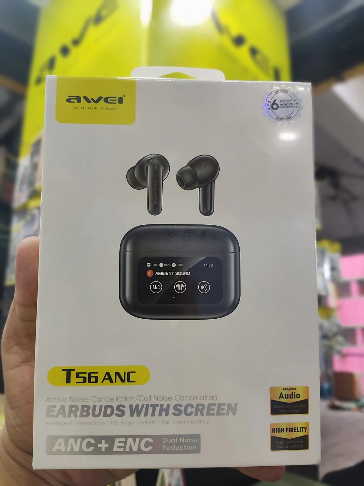 AWEI T56 ANC Earbuds With Screen Intelligent Interaction ( 6-Month Official Warranty )