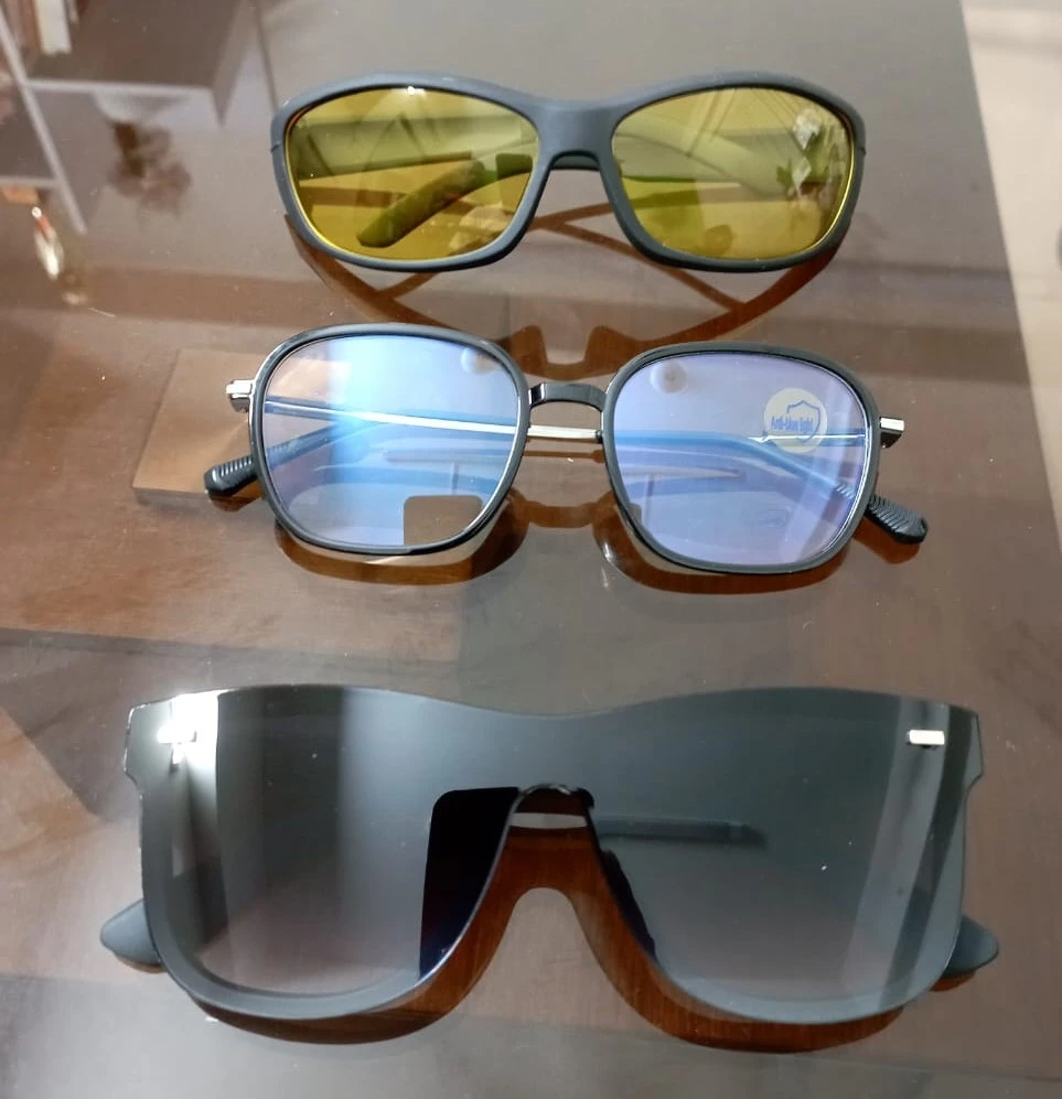 3 Glasses Combo Package - Stylish White Glasses & Black Glasses & Night Vision Sunglasses - 3 in One
