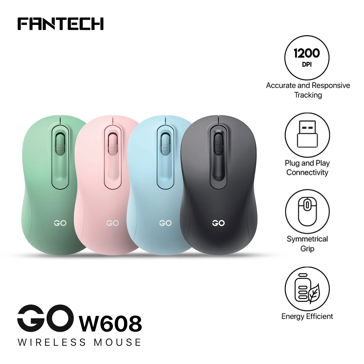 Fantech Go W608 Wireless Mouse – Green Color