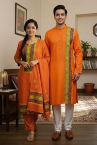 Panjabi Three Piece Couple Set