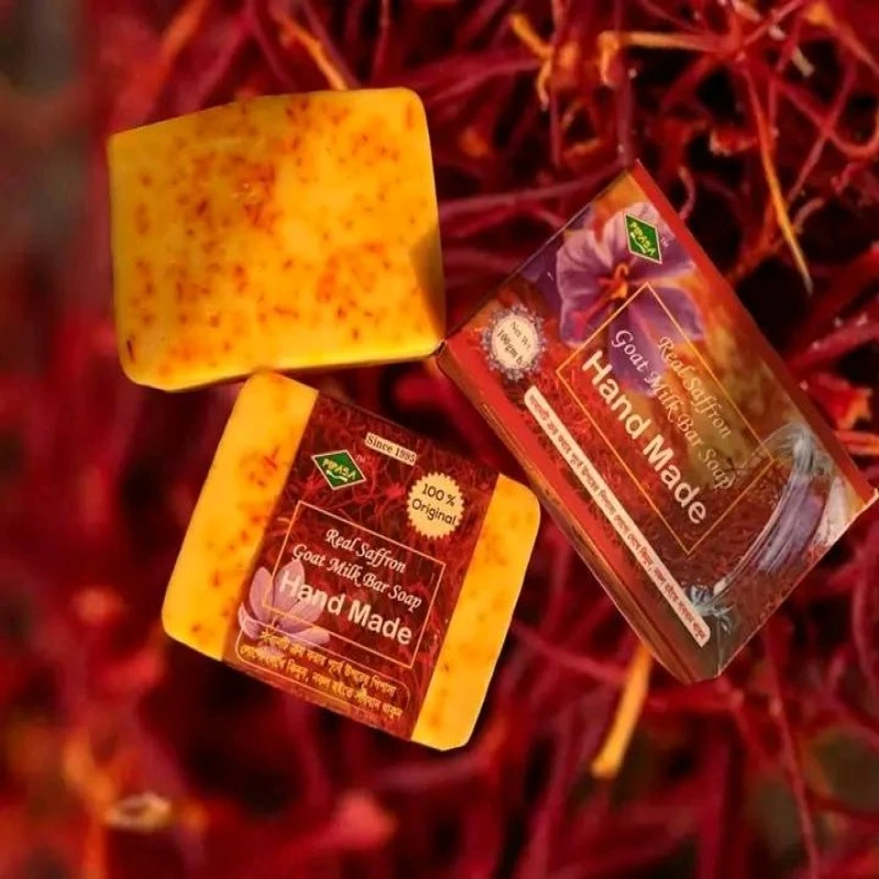 Real Saffron Goat Milk Bar Whitening Hand Made Soap 90gm