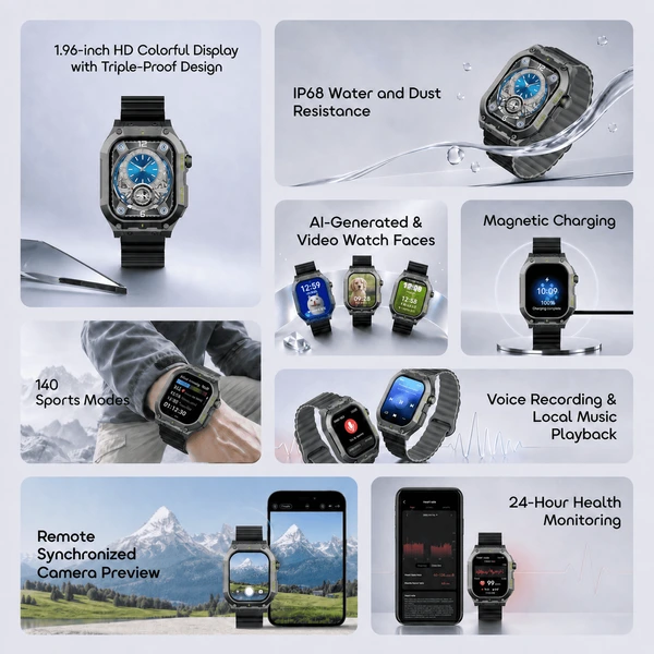 Oraimo Watch Tank N 1.96-inch AMOLED IP68 Smart Watch (OSW-816N) official product image 1