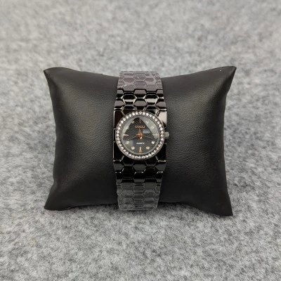 Stylish Black Ladies Quartz Watch with Crystal Bezel – Premium Bracelet Design