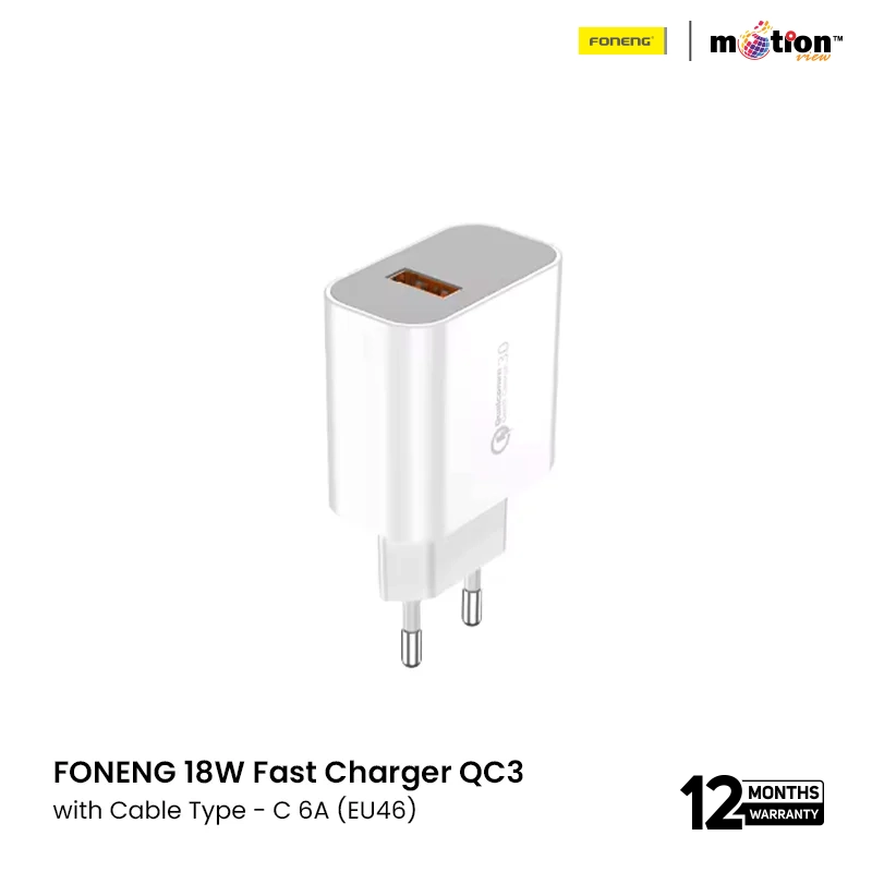 FONENG 18W Fast Charger QC3 with Cable Type - C 6A