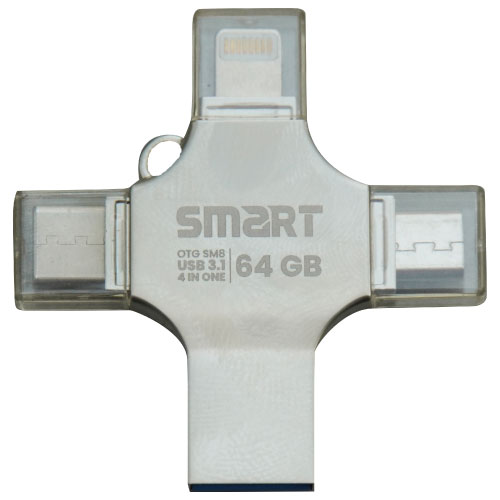 SMART SM8 64GB SuperFast 4-in-1 Metal Body Mobile Disk Drive