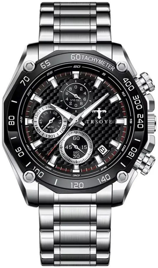 Trsoye 6617 Quartz Watch for Men – Silver & Black