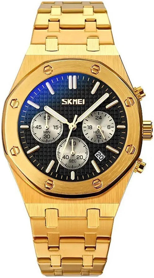 SKMEI 9296 New Model Luxury Stainless Steel Watch for Men – Gold
