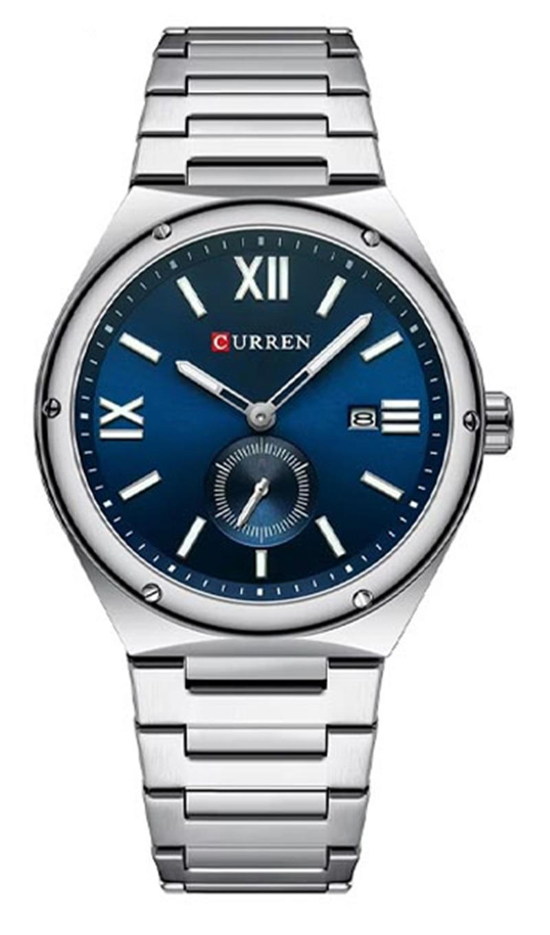 Curren 8471 Luxury Stainless Steel Quartz Watch for Men - Silver Blue