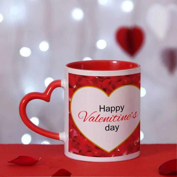 Heart Color Round Handle Coffee, Tea, Water Mug, Add Photo Text Logo Picture Image