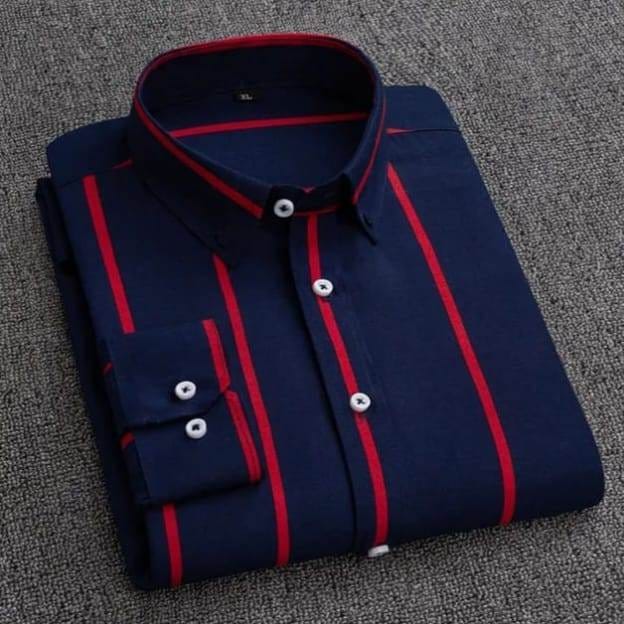 Men's Long Sleeve Stripe Print Shirt