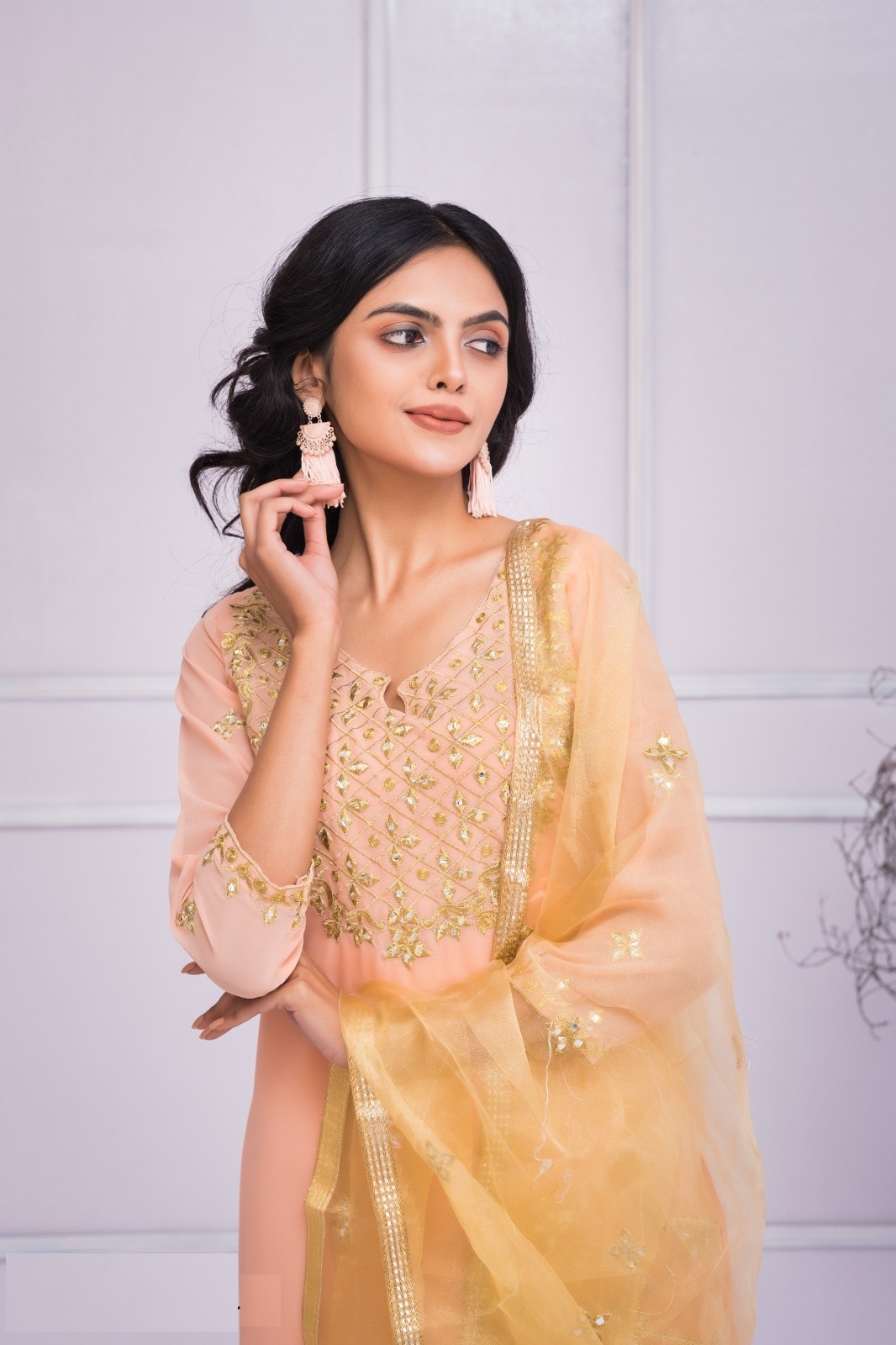 Hot Sale! Semi Stitched Georget Embroidery Three Piece