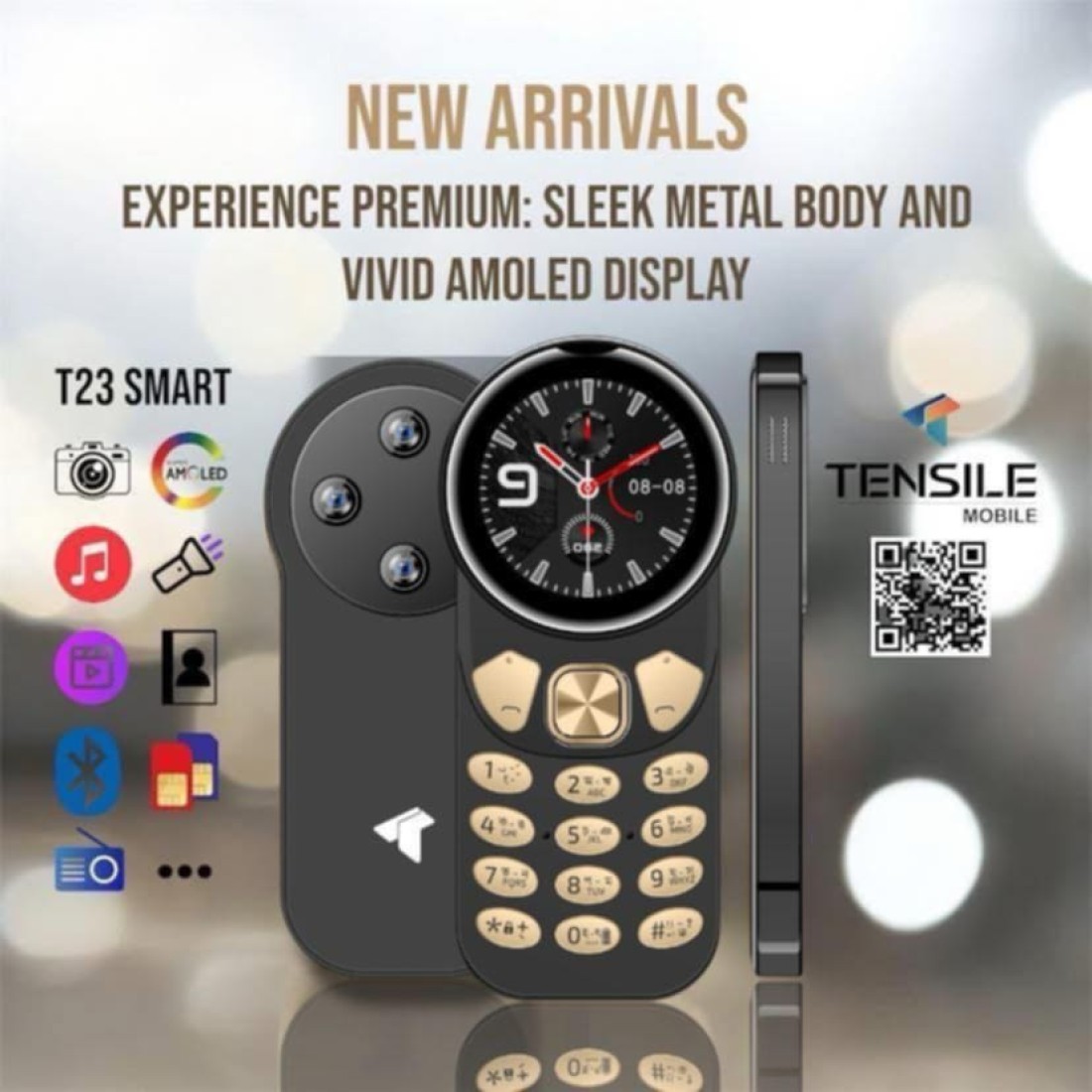 Tensile Sleek Metal Body And Amoled Display ( Golden )