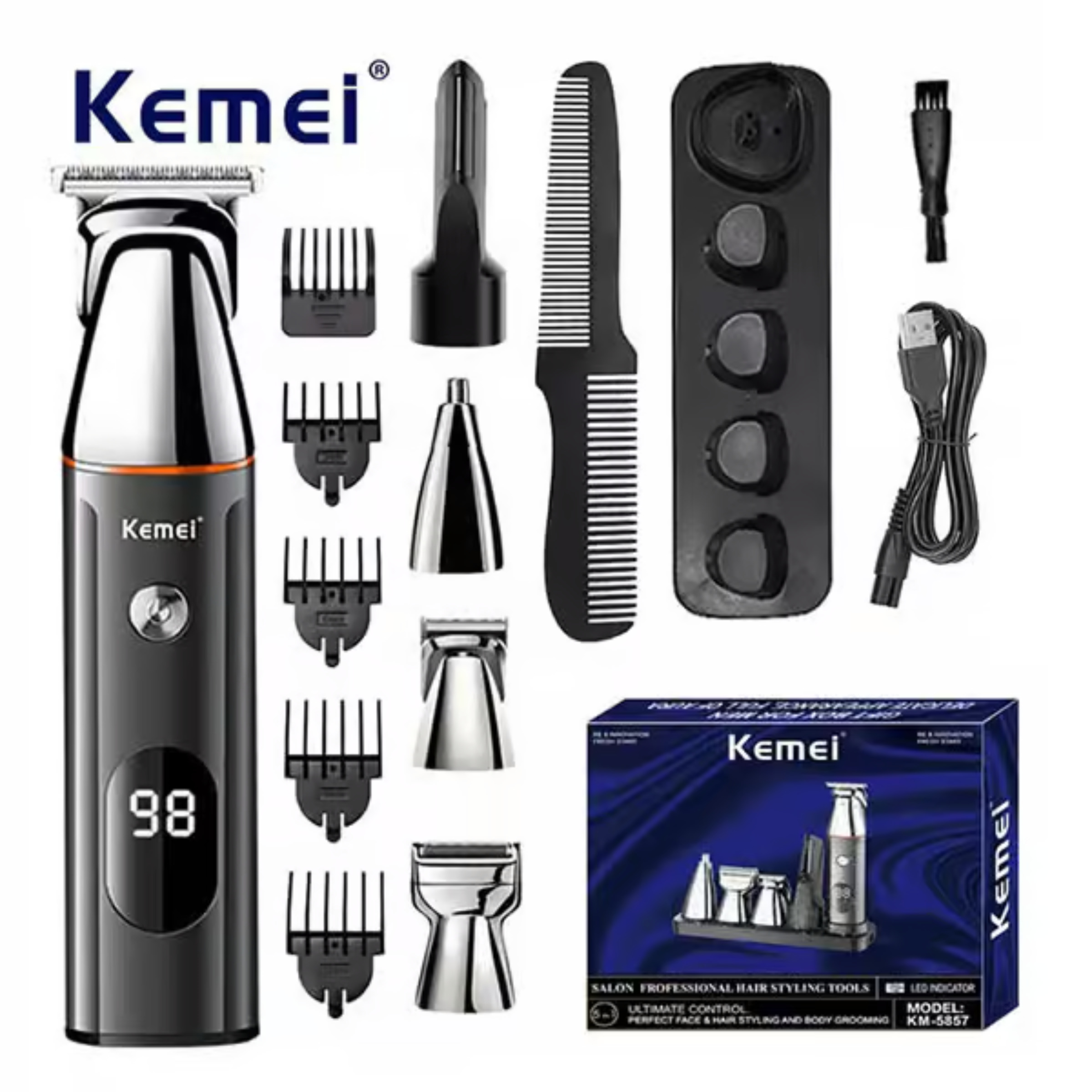 Kemei KM-5857 5 in 1 Professional Hair Trimmer Code : 9078