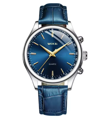 Fashion Men’s Casual Quartz Watch, Blue & Black Leather Strap, Elegant Wristwatch