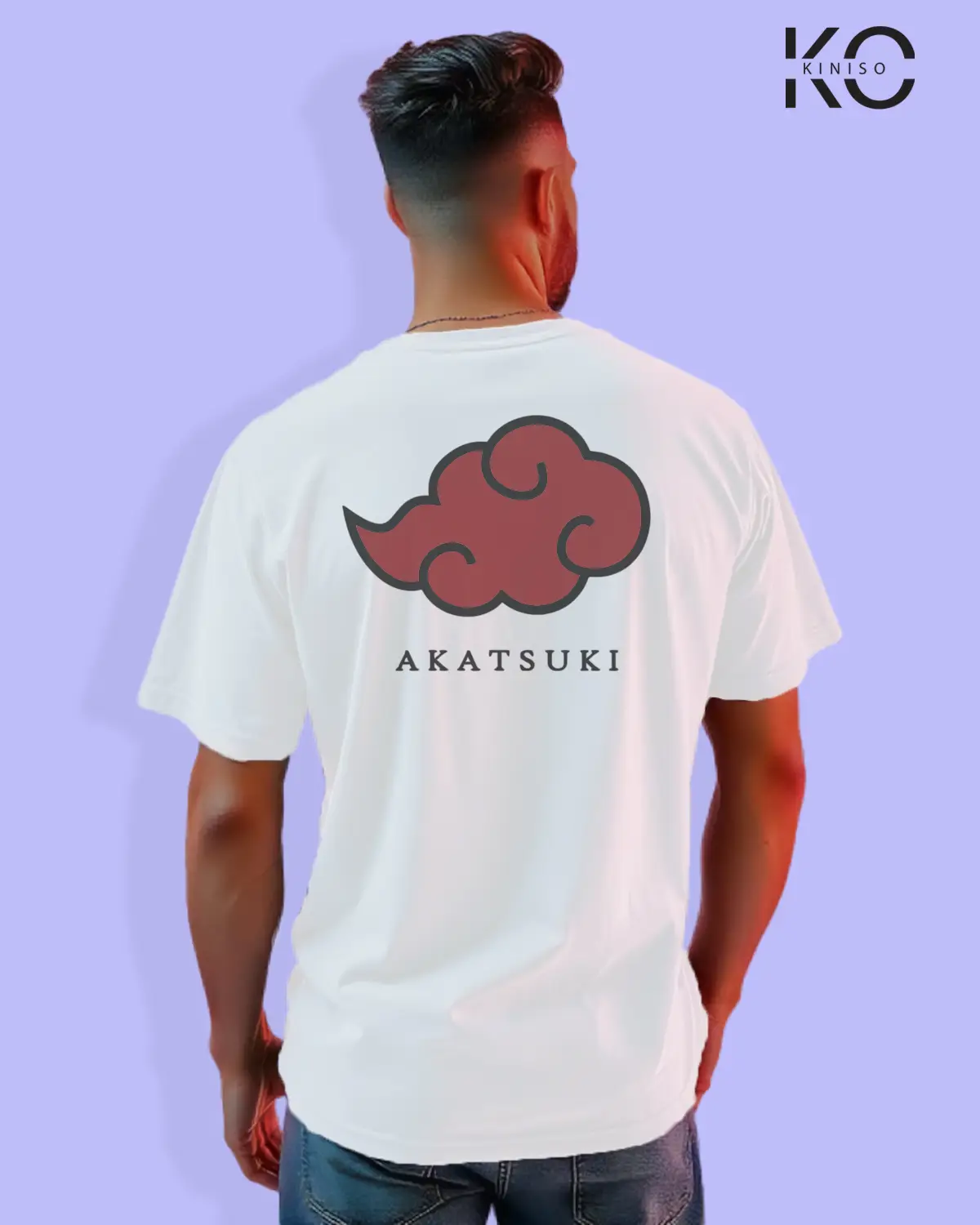 Drop Shoulder Round Neck T-Shirt for Men – Anime – Naruto – Akatsuki Icon