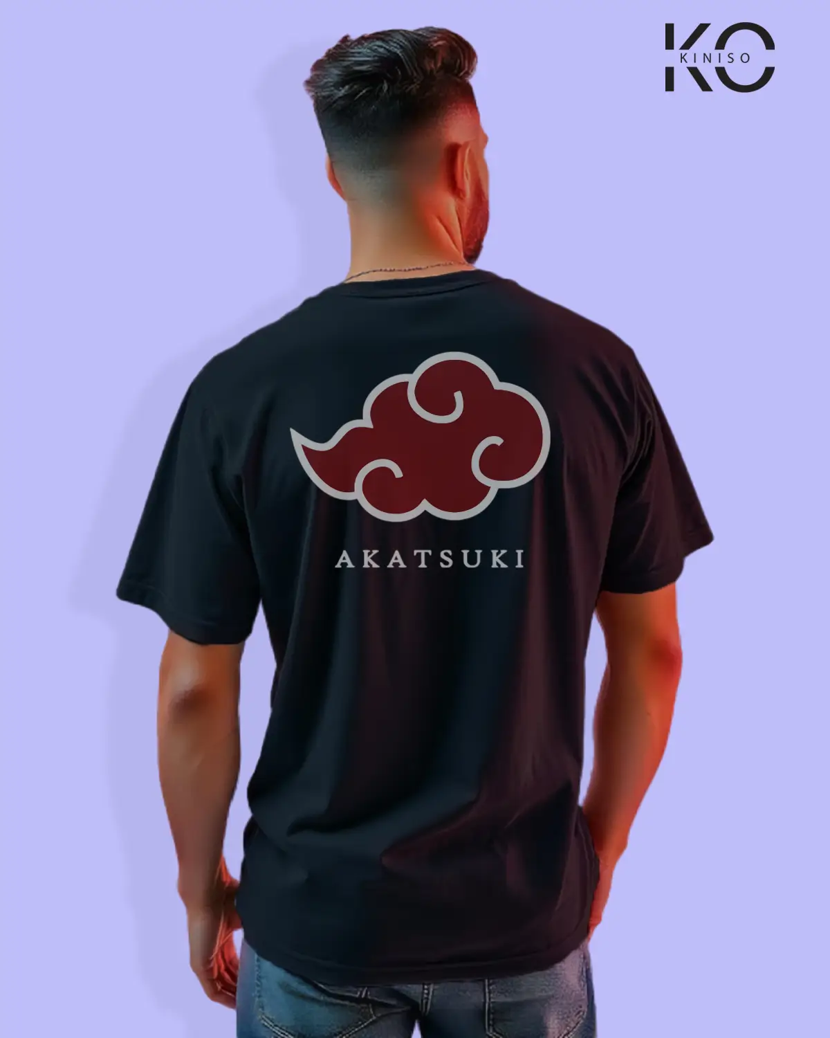 Drop Shoulder Round Neck T-Shirt for Men – Anime – Naruto – Akatsuki Icon