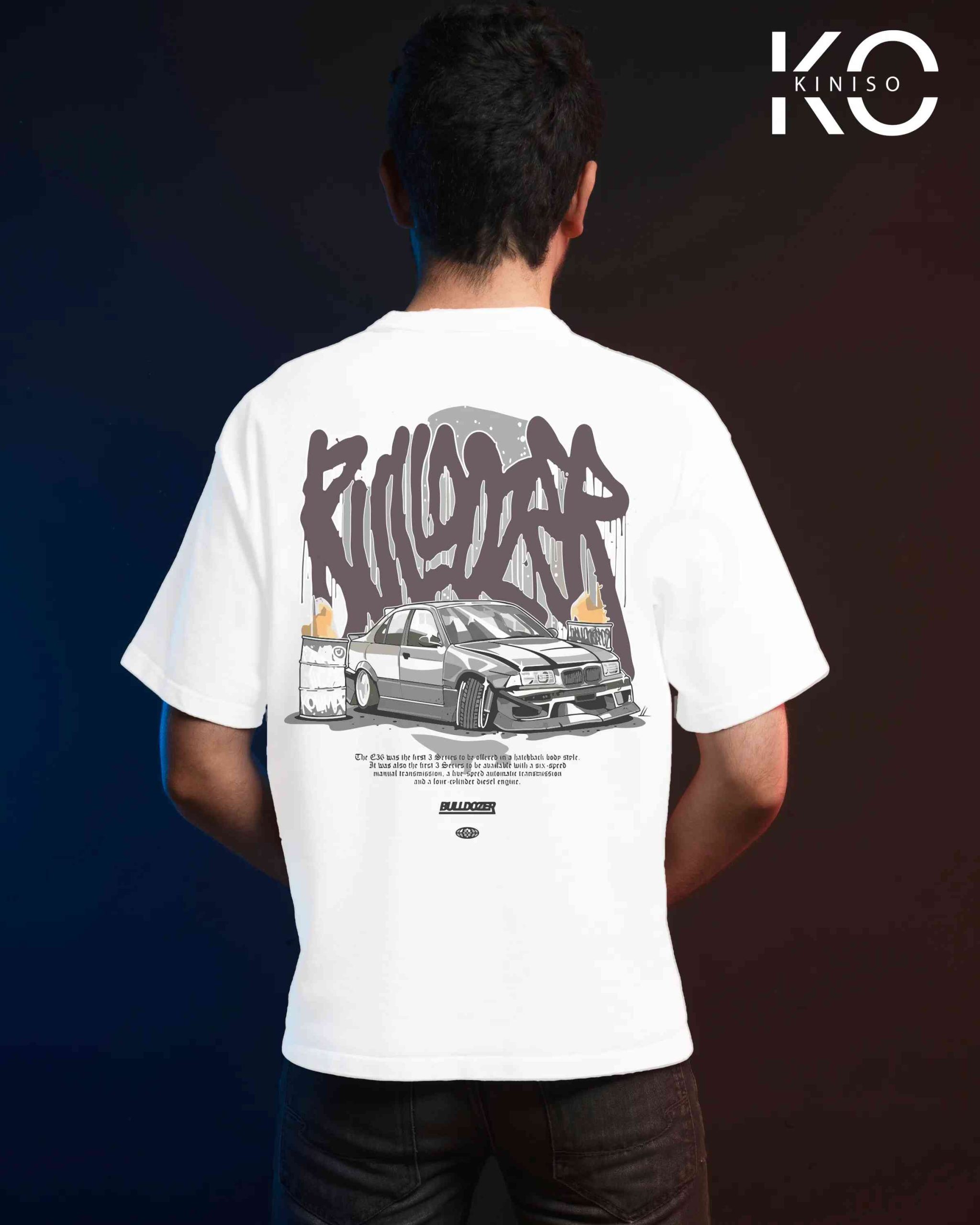Graphic car t-shirts for males with Bulldozer Design Printed