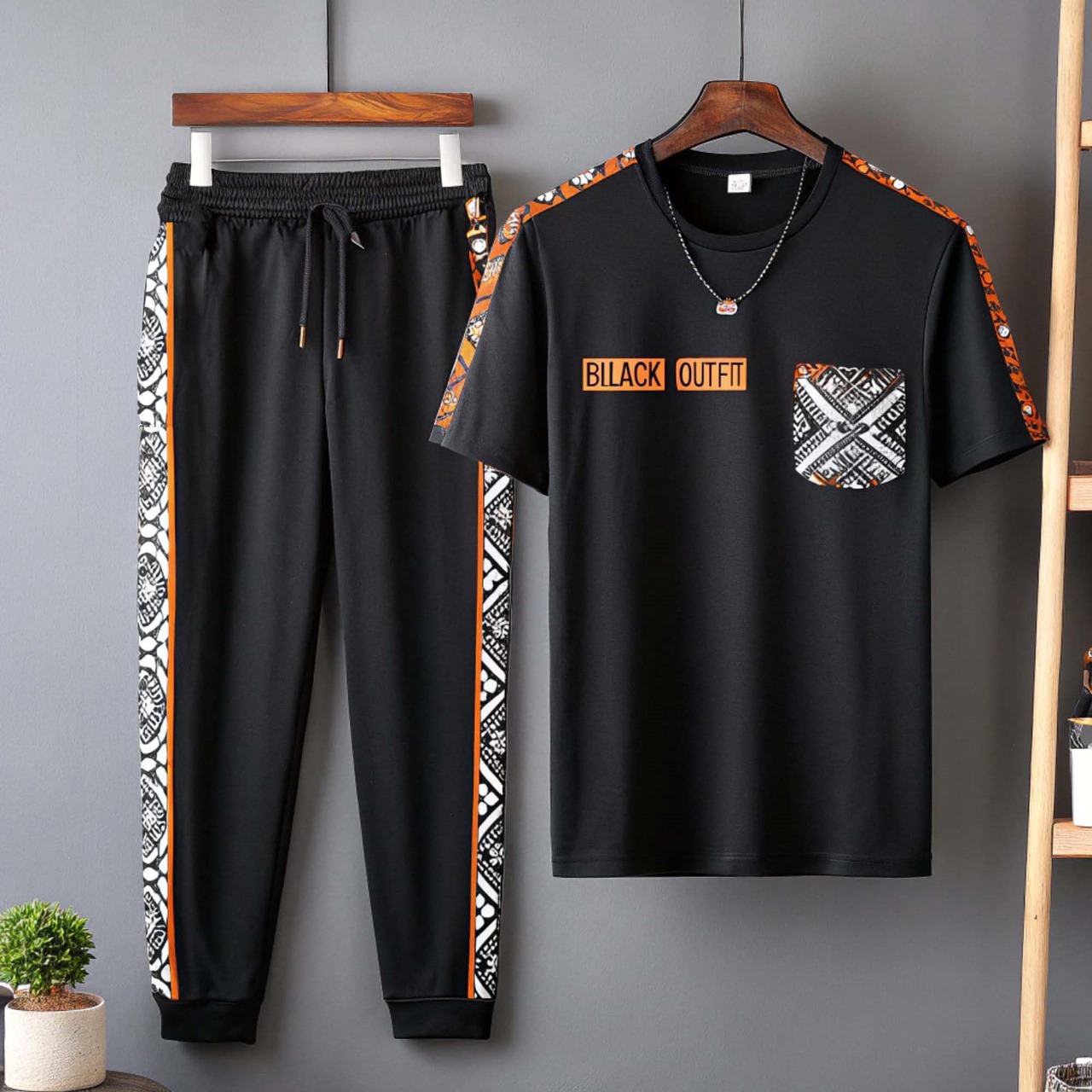 Drop Shoulder Mash T-Shirt and Trouser Combo