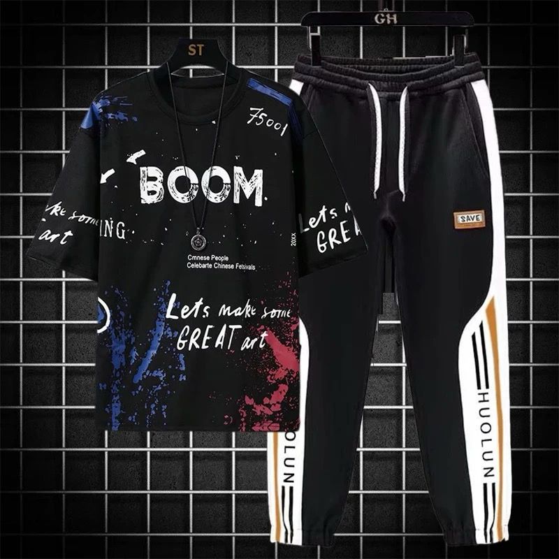 Drop Shoulder Mash T-Shirt and Trouser Combo