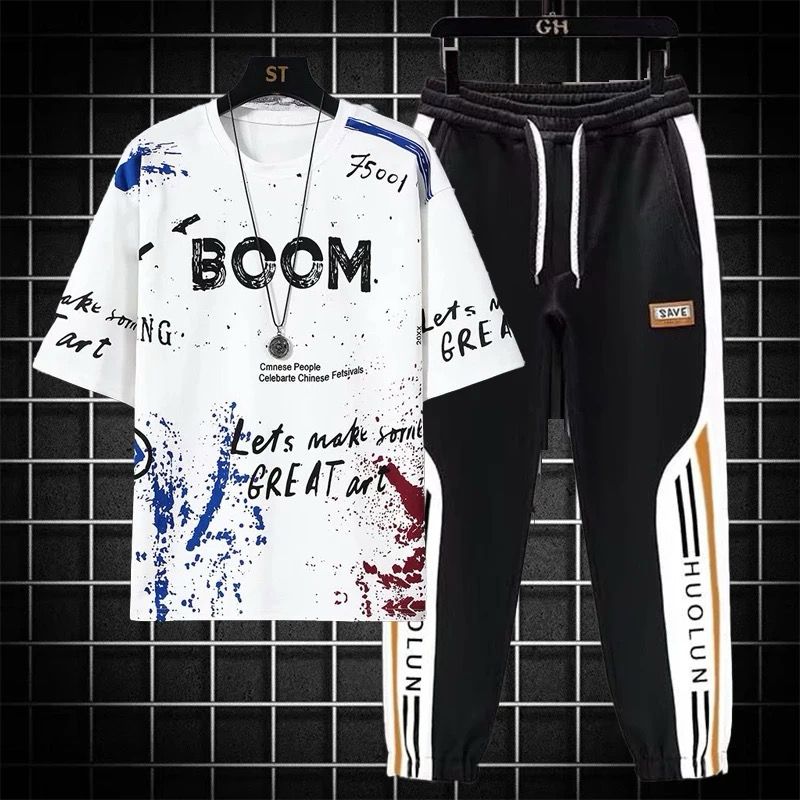 Drop Shoulder Mash T-Shirt and Trouser Combo