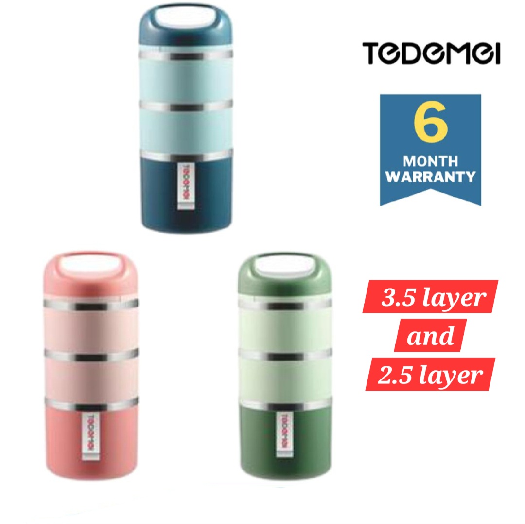 Tedemei 3.5 layers 1.43L Stainless Steel Bowl Lunch Box হটপট সিস্টেম লাঞ্চ বক্স টিফিন ক্যারিয়ার