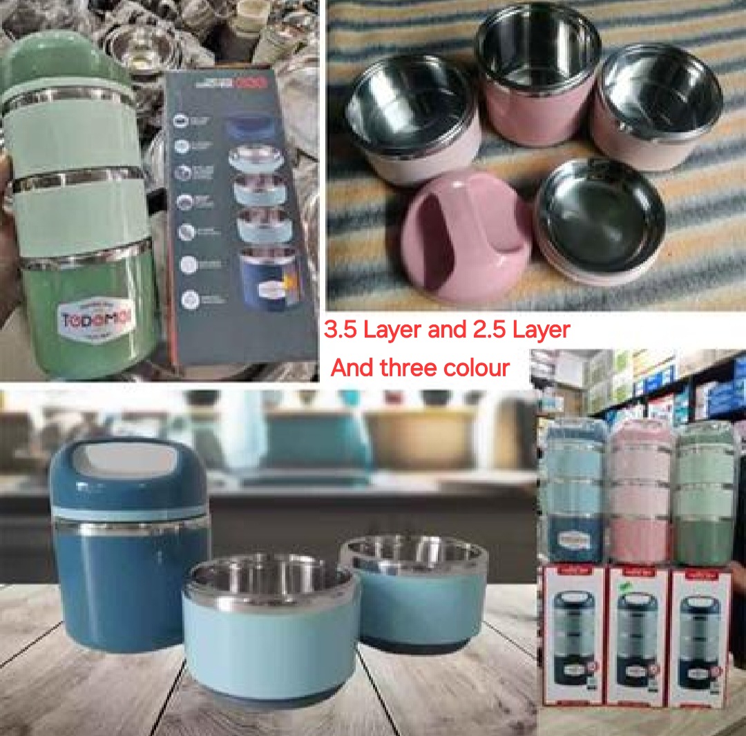 Tedemei 3.5 layers 1.43L Stainless Steel Bowl Lunch Box হটপট সিস্টেম লাঞ্চ বক্স টিফিন ক্যারিয়ার