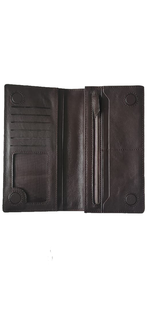 Premium Soft Leather Long Wallet- Chocolate