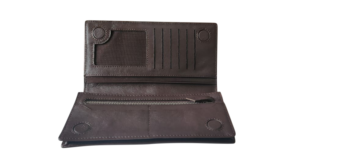 Premium Soft Leather Long Wallet- Chocolate