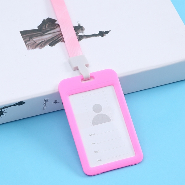 Double-sided transparent work permit card cover integrated buckle lanyard employee tag ID card cover meal card water card protective cover