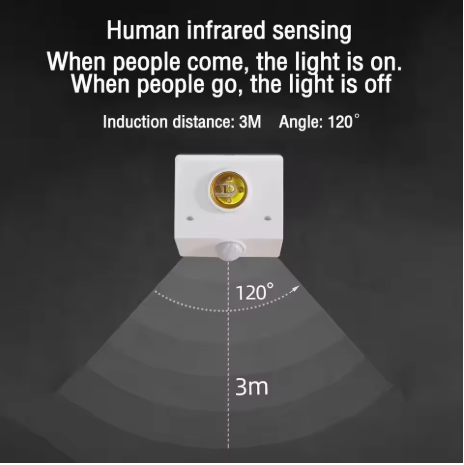 Induction Infrared Motion Sensor E27 LED Lamp Base Holder With Light Control Switch Bulb Socket Adapter