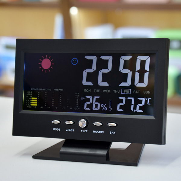 large-screen weather clock color screen display temperature and humidity home alarm clock