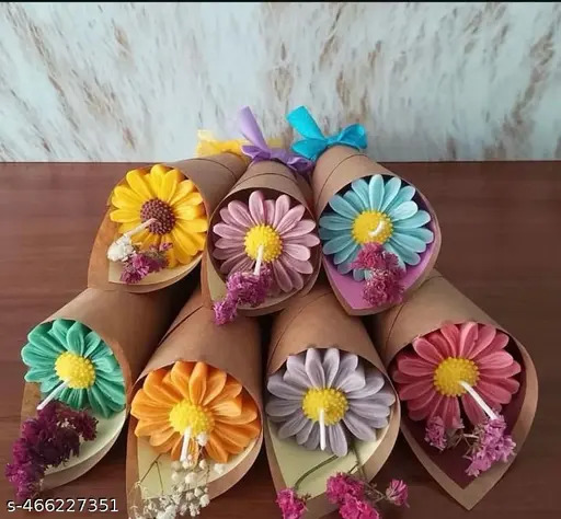 Daisy candle bouquet for romantic gift, home decor (5 pcs flowers)