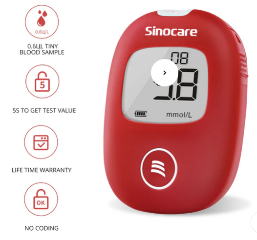 Sinocare Safe AQ Smart Glucometer + FREE 25 Strips & Lancets – 5 s Results, 10‑Memory, No Coding