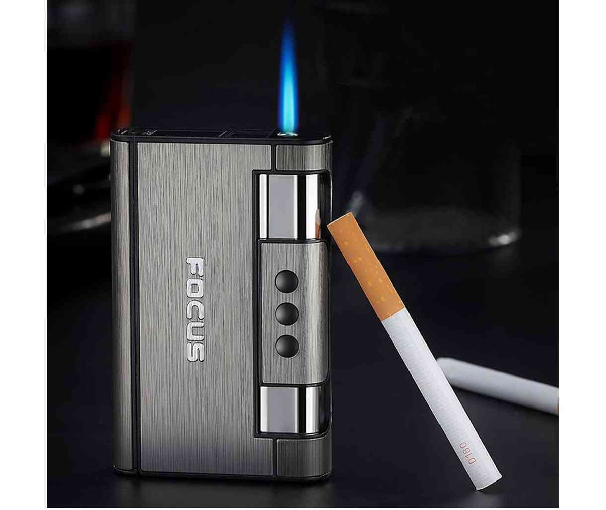 ?? FOCUS Multifunctional Cigarette Case with Lighter সিগারেট বক্স লাইটার ??