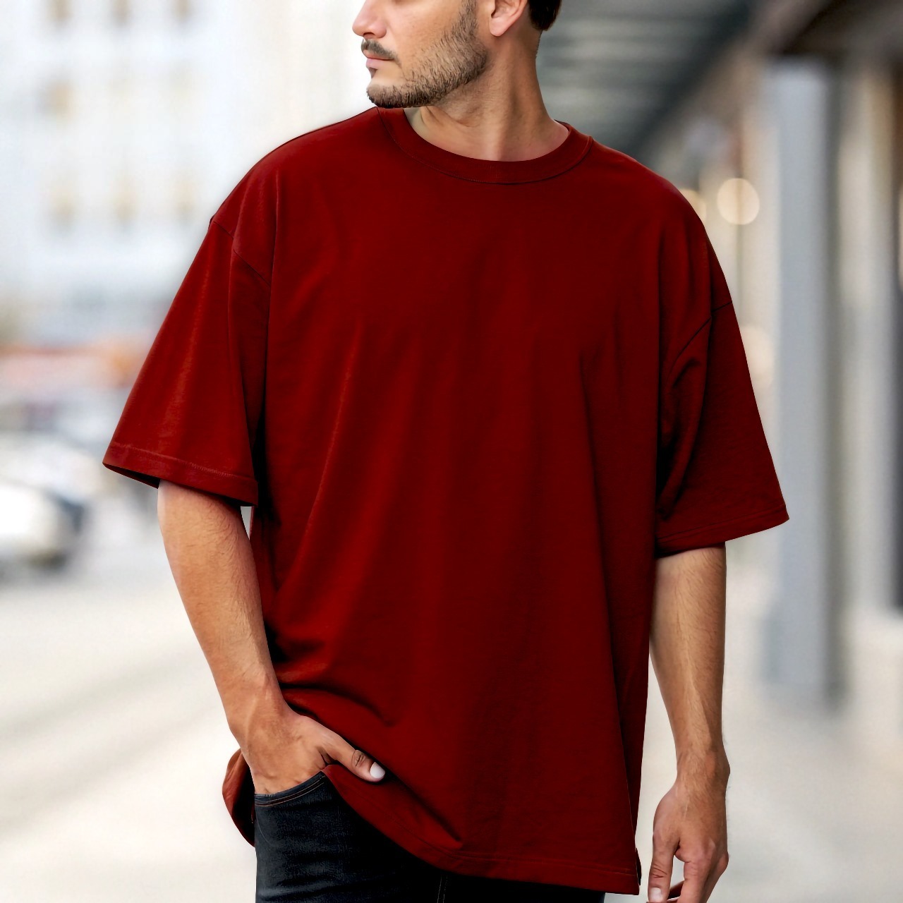 Solid Drop-Sholder with costomized DTF Print | Lycra Drop knitting dyeing (P-1992)