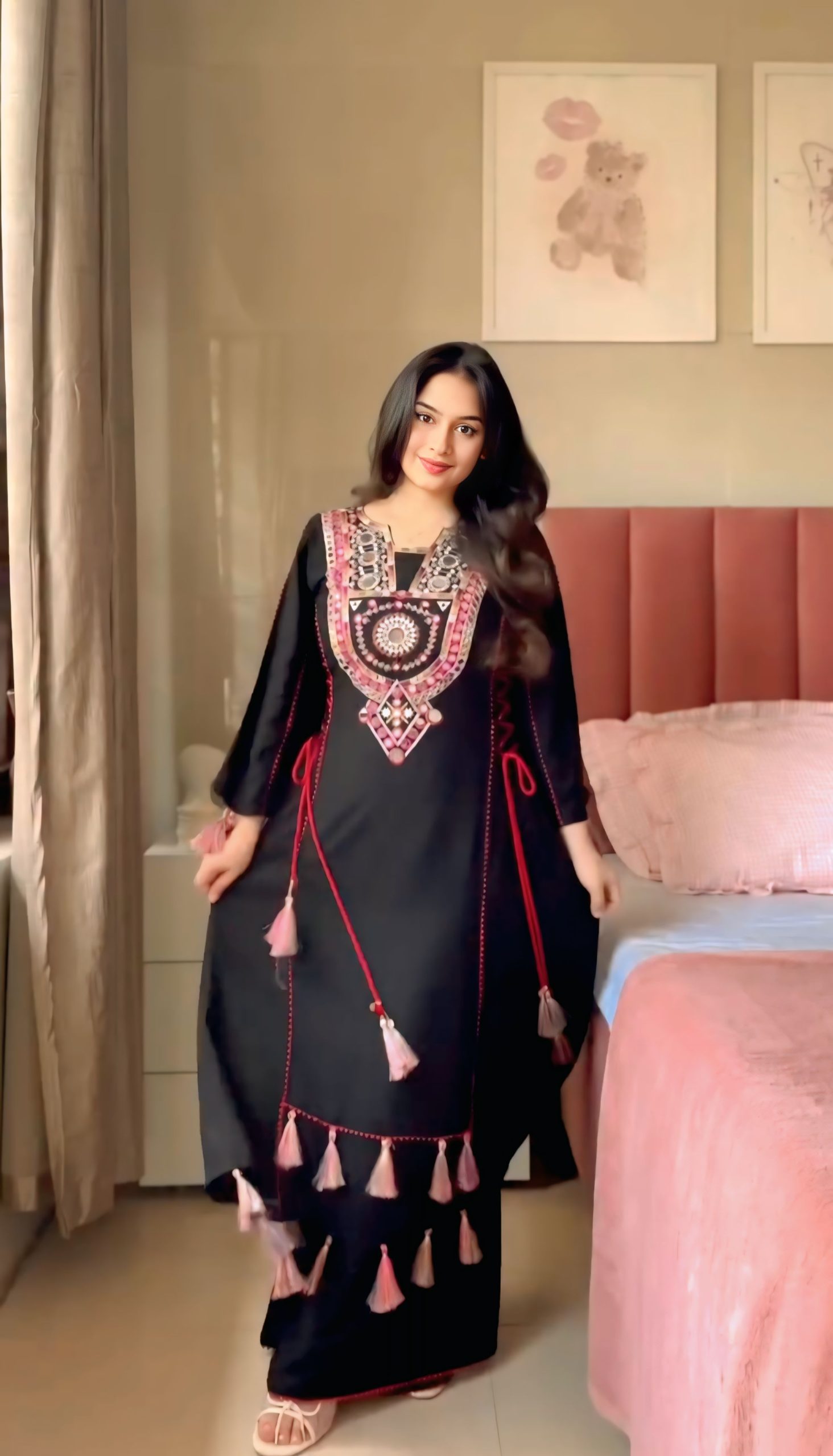 PREMIUM COTTON DRESS WITH MIRROR WORK