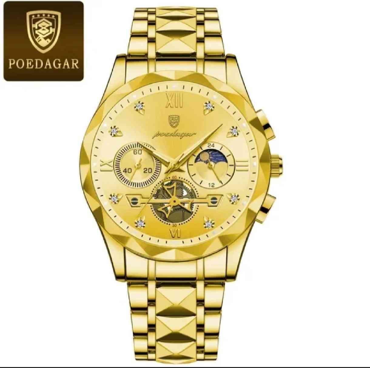 ??Poedagar Watch Original ছেলেদের ঘড়ি এক্সট্রা ব্যাটারি গিফট বক্স সহ (অরিজিনাল বাটারফ্লাই লক)??