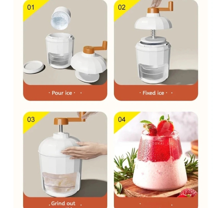 Ice Crusher/Shaver. Hand-Crank Ice Shaver & Snow Cone Machine – Mini Manual Rotary Crushed Ice Maker for Home & Party.