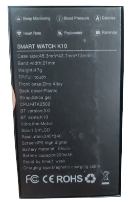 K10 Single SIM Smart Watch with Calling Function # 10842