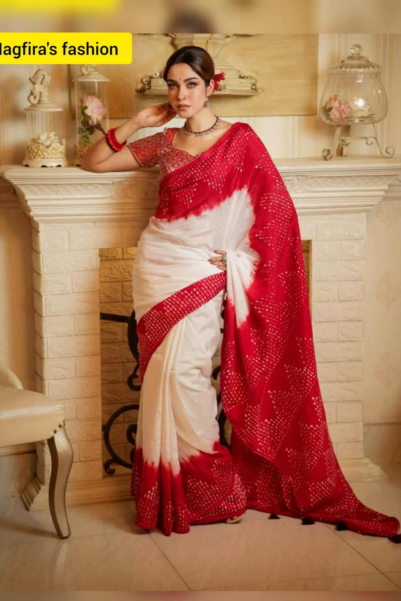 বাটিক সিল্ক শাড়ী রেড