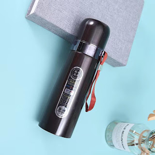 Stainless steel double wall thermal flask.