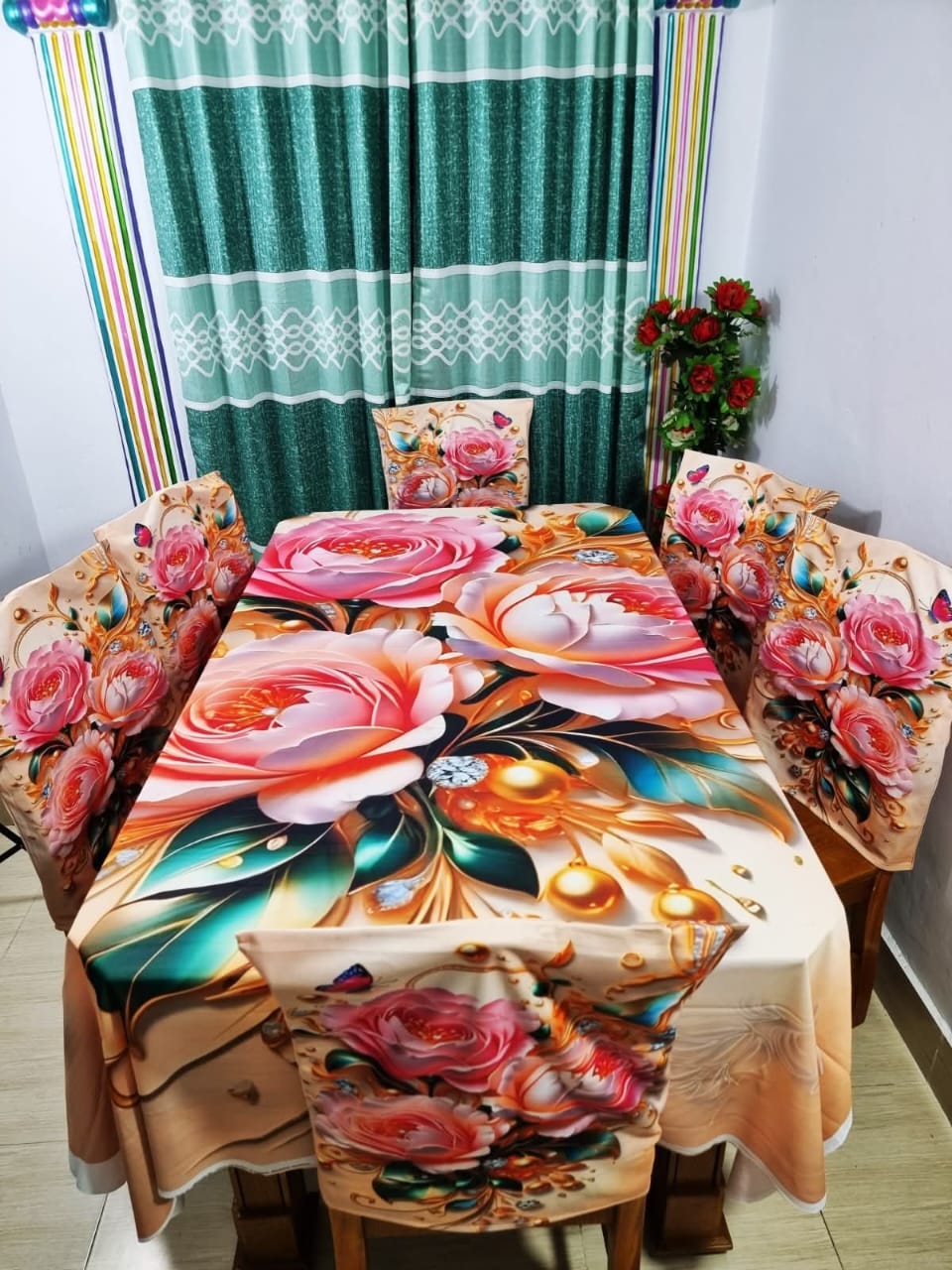 3d print korian velvet 7 pcs dining table cloth