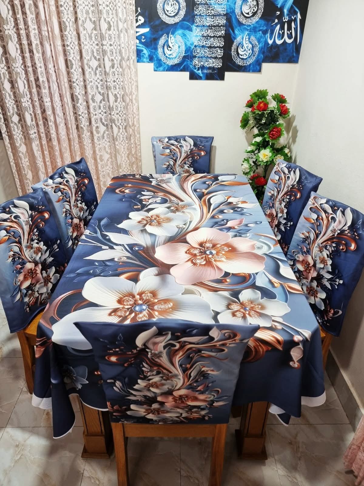 3d print korian velvet 7 pcs dining table cloth