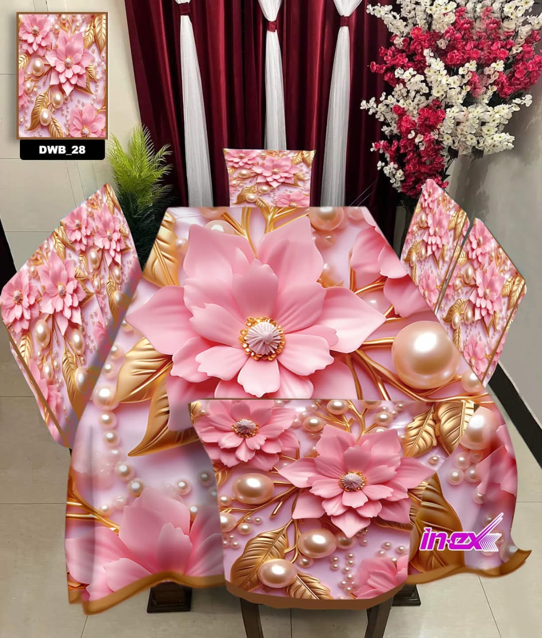 3d print korian velvet 7 pcs dining table cloth