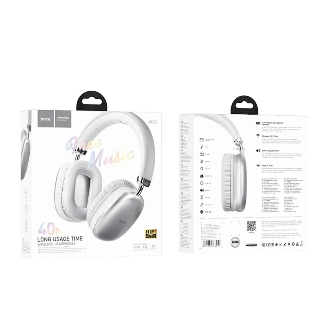 HOCO W35 Wireless Bluetooth Headphone – Deep Bass & Long Battery Life