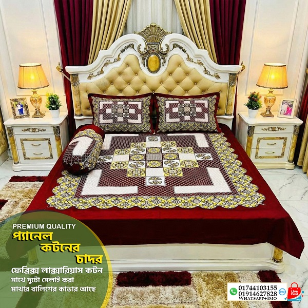 প্যানেল কটন কাপড়ের বিছানার চাদর কিং সাইজ -3