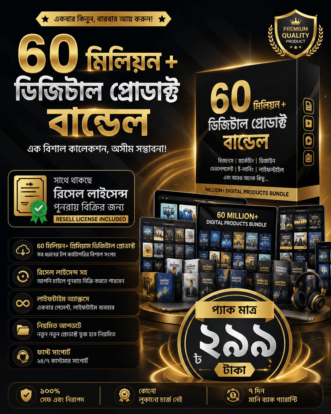 ৬০ মিলিয়ন+ ডিজিটাল প্রোডাক্ট বান্ডেল+রিসেল লাইসেন্স